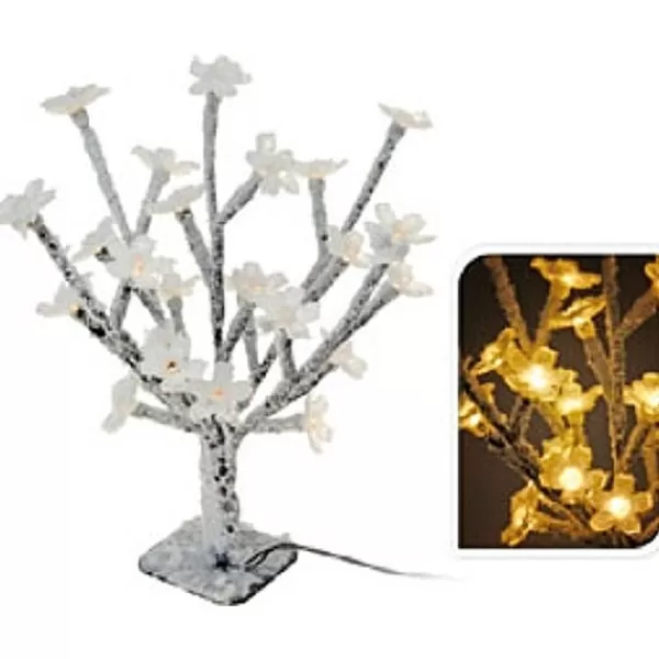 Christmas Decoration Bloesem Met Sneeuw 24 Led Lampen Op Batterij> Kerstverlichting