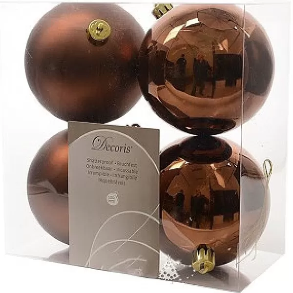 Decoris Box A 4 Ballen Mat/G 100Mm Almond> Kerstballen