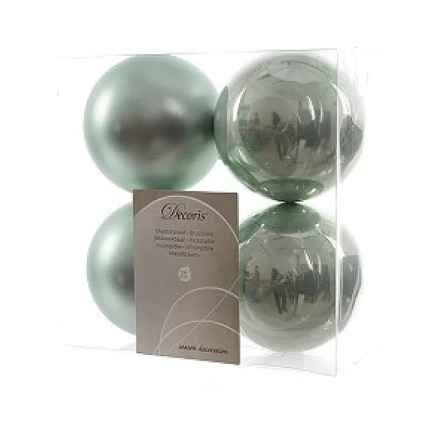 Decoris Box A 4 Ballen Mat/Glans 100Mm Eucalyptus> Kerstballen