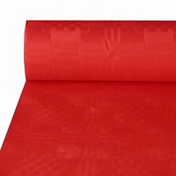 Damast Tafelkleed 118Cmx8M Rood> Kerst Tafeldecoratie