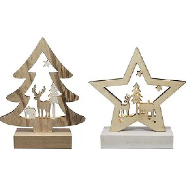 Everlands Deco Kerstboom/Ster Met Verlichting 17Cm> Kerstverlichting