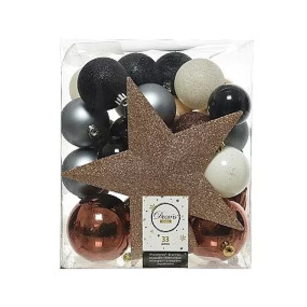 Decoris Kerstballen Set Met Piek 33 Delig> Kerstballen