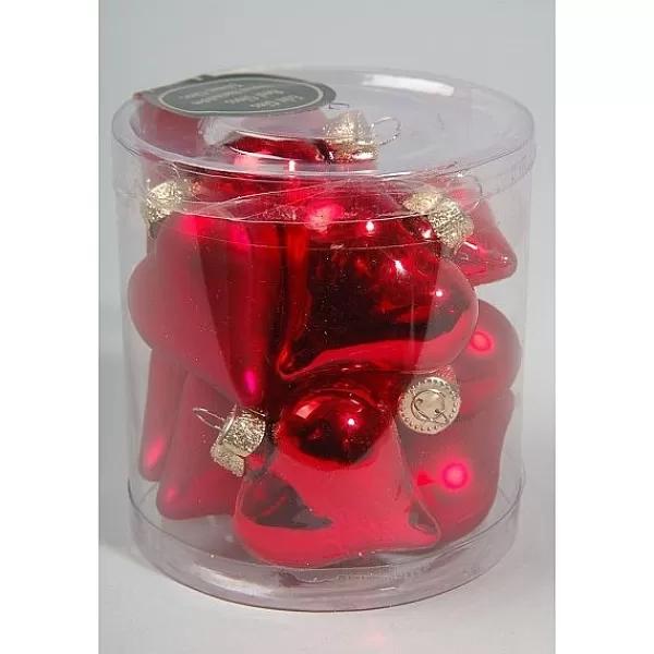 Christmas Decoration Glas Hartjes 40Mm Christmas Red> Kerstballen