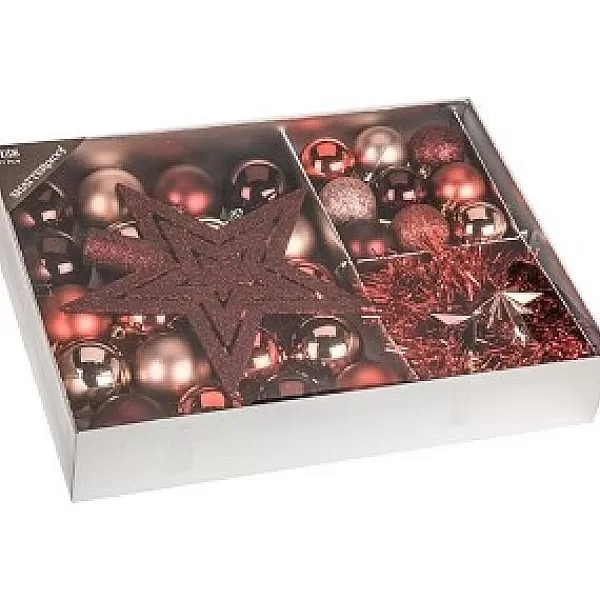 Home & Styling collection Home & Styling Kerstballen Versierset Kunststof 33 Delig Maroon> Kerstballen