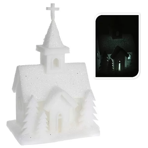 Christmas Decoration Kerk Led 44 Cm Wit> Kerstverlichting