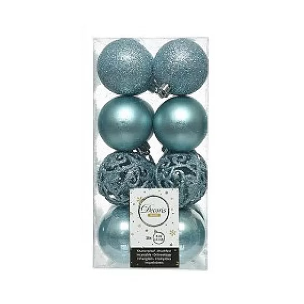 Decoris Kerstbal Kunststof Mix Arcticblue 6Cm> Kerstballen