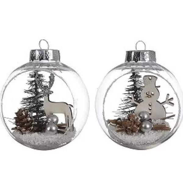 Decoris Kerstbal Plc Landschap O8Cm Transparant Assorti> Kerstballen