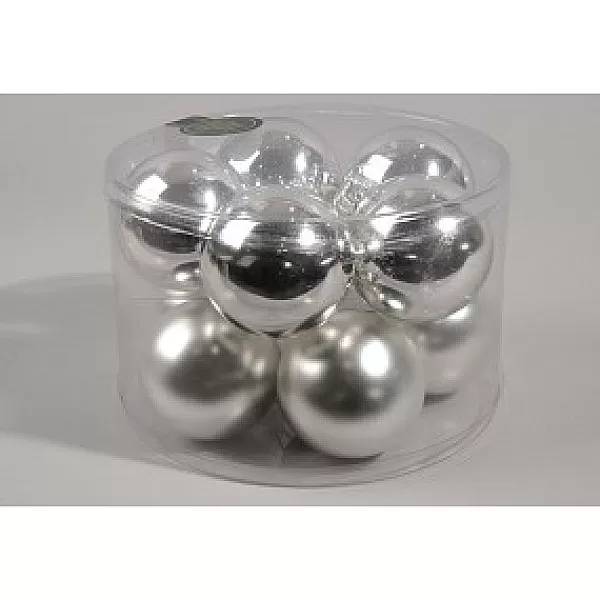 KSD Electrical Kerstballen Glas 6Cm Zilver Mat En Glans Koker A 10 Stuks> Kerstballen