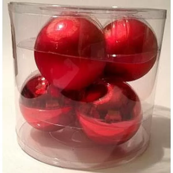 KSD Electrical Kerstballen Glas 8Cm Kerst Rood Koker A 6 Stuks> Kerstballen