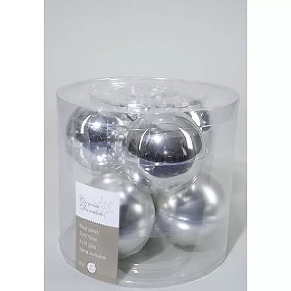 KSD Electrical Kerstballen Glas 8Cm Zilver Koker A 6 Stuks> Kerstballen