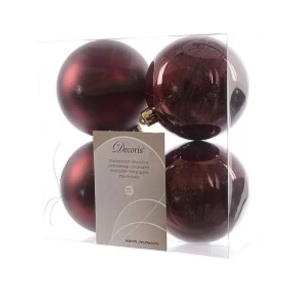 Decoris Kerstballen Kunststof 10Cm Marsala Doos A 4 Stuks> Kerstballen