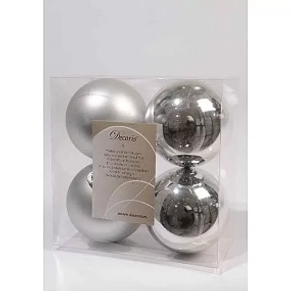 Decoris Kerstballen Kunststof 10Cm Zilver Doos A 4 Stuks> Kerstballen