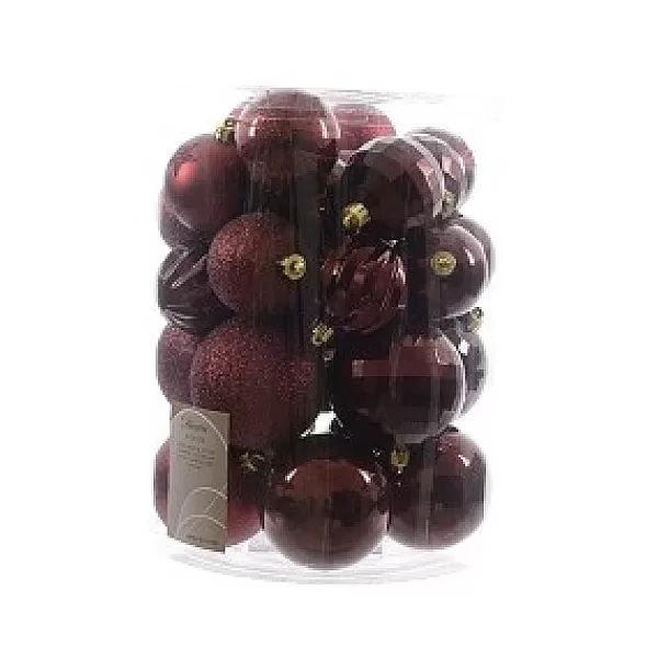 Christmas Decoration Kerstballen Kunststof 6-8Cm Marsala Koker 30 Stuks> Kerstballen