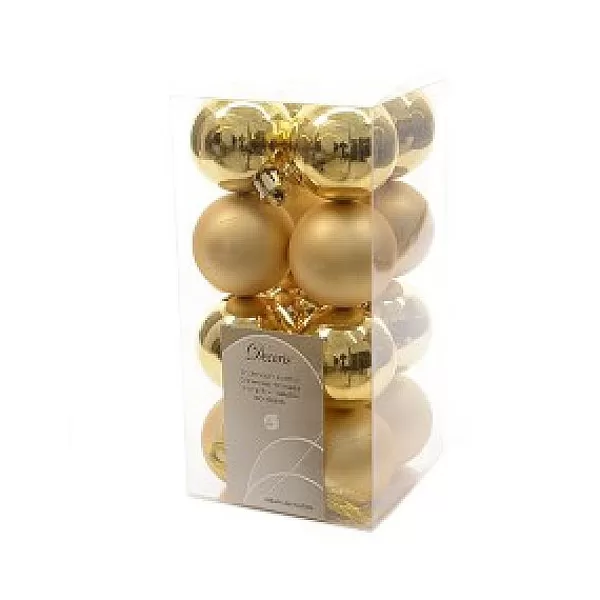 Decoris Kerstballen Kunststof Goud 4Cm 16St> Kerstballen