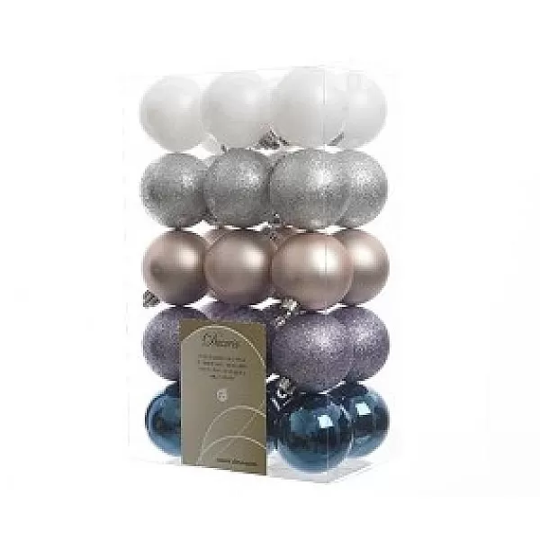 Decoris Kerstballen Kunststof Winter Sky 6Cm 30 Stuks> Kerstballen