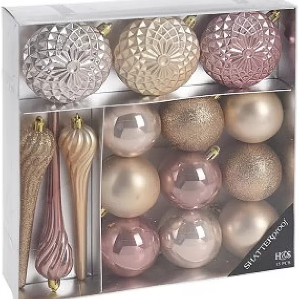 House & Style Kerstballen Versierset 15 Delig Roze> Kerstballen