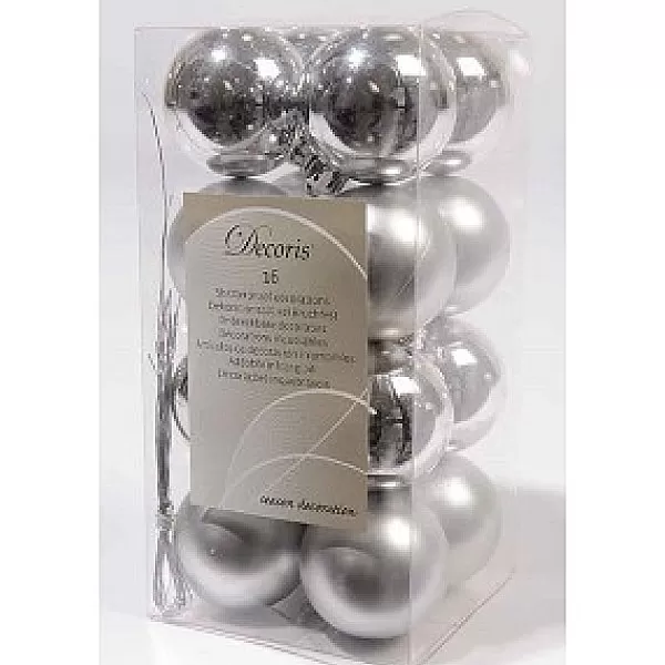 Decoris Kerstballen Zilver 40Mm 16 Stuks> Kerstballen