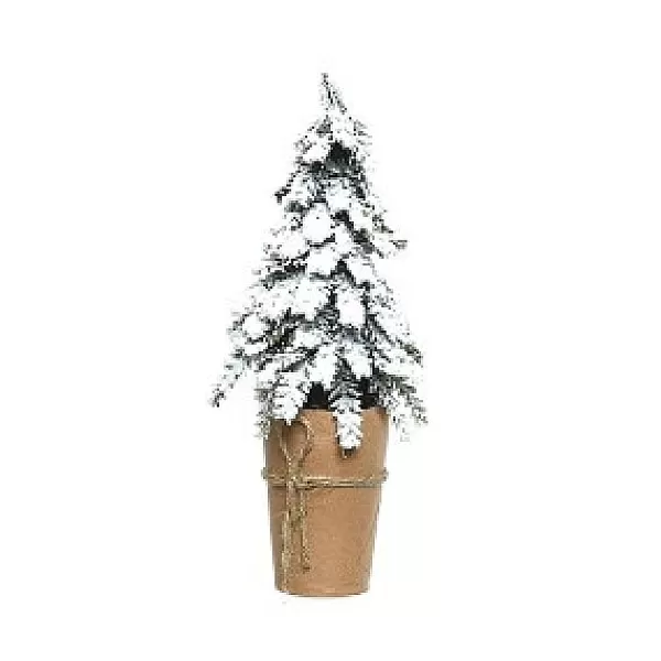 Countryfield Kerstboom In Kartonnen Pot 16X16X33Cm Groen/Wit> Kleine Kunstkerstboom