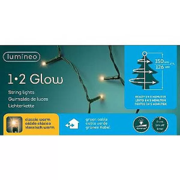 Lumineo Kerstboomverlichting 1-2 Glow 150Cm 126 Led Lampjes Classic Warm Wit> Kerstslingers