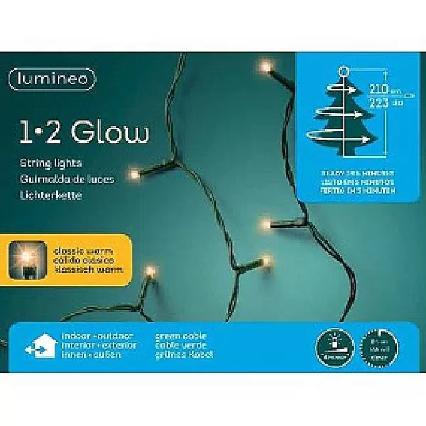 Lumineo Kerstboomverlichting 1-2 Glow 210Cm 223 Led Lampjes Classic Warm Wit> Kerstverlichting