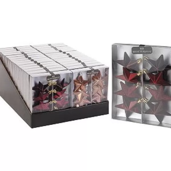 Decoris Kersthanger Ster 8X 6,5Cm Maroon> Kerstballen