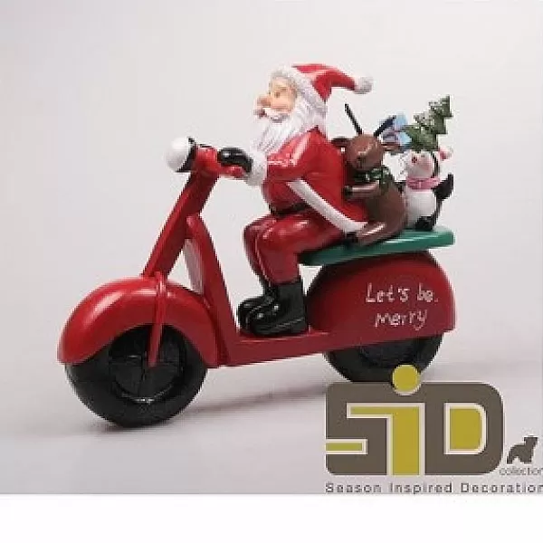 Christmas Gifts Kerstman Op Scooter 27X21 Cm> Kerstman