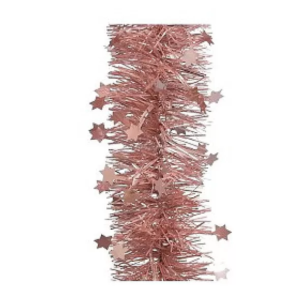 Decoris Kerstslinger Ster Glans Pink 10X270Cm> Kerstslingers