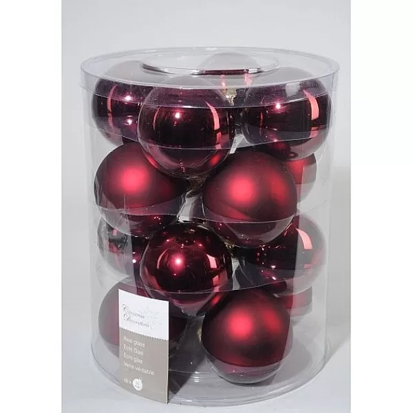 Christmas Decoration Koker Kerstballen Glas 80Mm Ossenbloed> Kerstballen