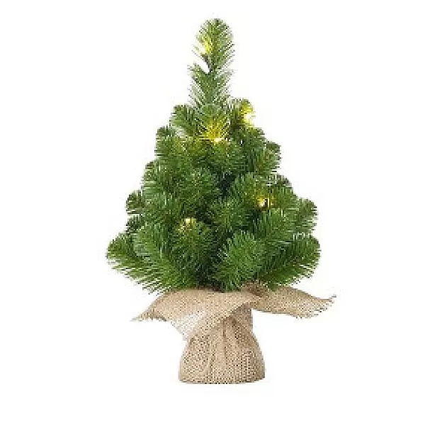 Snowflake Mini Kunstkerstboom Jute Zak 30Cm + Licht> Kleine Kunstkerstboom