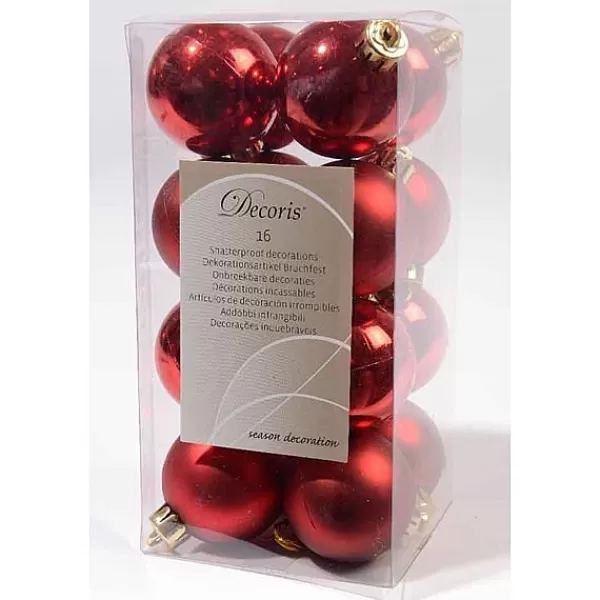 Decoris Rode Onbreekbare Kerstballen Glas En Mat 16 Stuks> Kerstballen