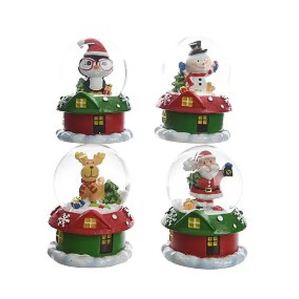 Christmas Gifts Sneeuwbol Poly Groen/Rood 5X6.5Cm Assorti> Kerstman