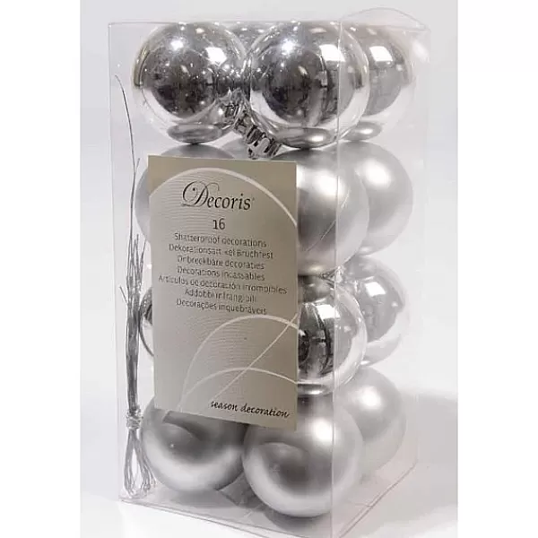 Decoris Zilveren Onbreekbare Kerstballen 40 Mm Glas En Mat> Kerstballen